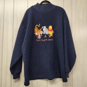 Disney Navy Crewneck Sweater with Pooh and Friends XL fleece